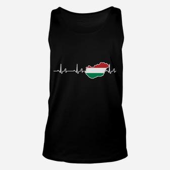 Herzschlag Ungarn Unisex TankTop, EKG mit ungarischer Flagge für Patrioten - Seseable