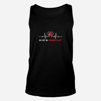 Herzschlag Unisex TankTop Schwarz, Es ist in meinem Blut Design - Seseable