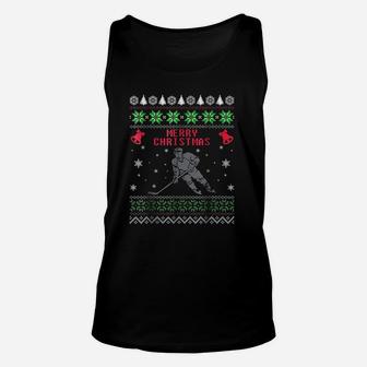 Hockey Ugly Christmas Sweater Unisex Tank Top - Seseable