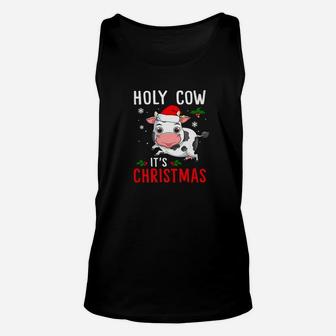 Holy Cow Its Christmas Farmer Cow Christmas Unisex Tank Top - Seseable