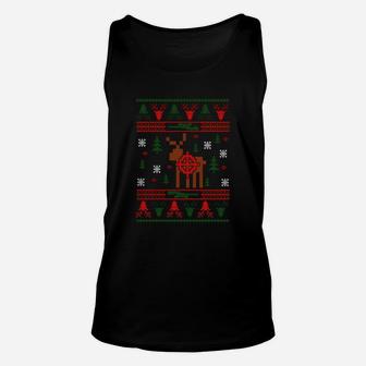 Hunting Ugly Christmas Sweater, Reindeer Hunter T-shirt Unisex Tank Top - Seseable