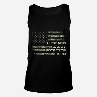 Husband Daddy Protector Hero Fathers Day Flag Gift Unisex Tank Top - Seseable