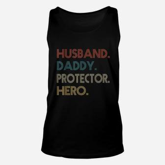 Husband Daddy Protector Hero Fathers Day Gift Dad Son Unisex Tank Top - Seseable