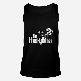 Husky Father Dog Dad Puppy Paw Print Fun Animal Fathers Day Unisex Tank Top - Seseable