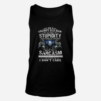 I Am A Grumpy Old Man I Am Allergic To Stupidity Unisex Tank Top - Seseable