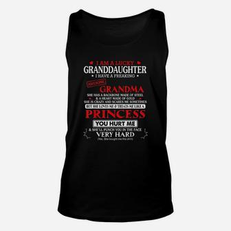 I Am A Lucky Granddaughter I Have A Freaking Awesome Grandma Unisex Tank Top - Seseable