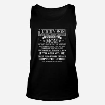 I Am A Lucky Son I Am Raised By A Freaking Awesome Unisex Tank Top - Seseable