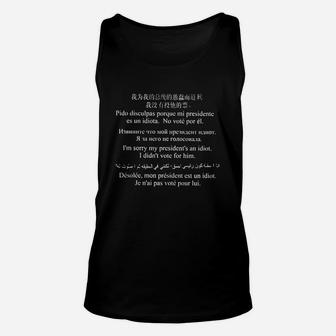 I Am A Proud American And I Am Sorry My President Is An Idiot It's Not Us Unisex Tank Top | Seseable FR