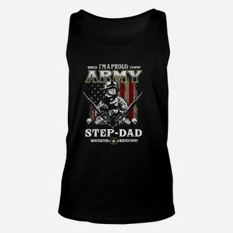 I Am A Proud Army Stepdad Veteran Fathers Day Unisex Tank Top - Seseable