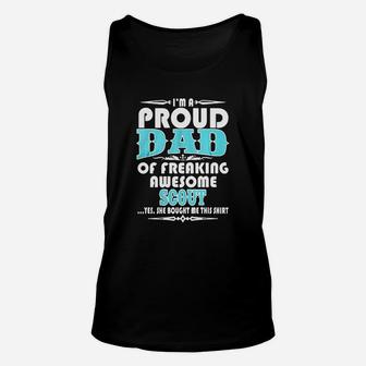 I Am A Proud Dad Of A Freaking Awesome Scout White Unisex Tank Top - Seseable