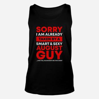 I Am Already Taken By A August Guy Funny Wife Gift Unisex Tank Top - Seseable