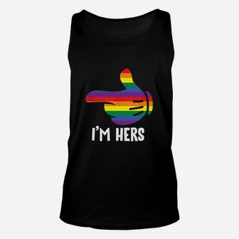 I Am Hers Rainbow Lesbian Couple Funny Lgbt Pride Matching Unisex Tank Top - Seseable