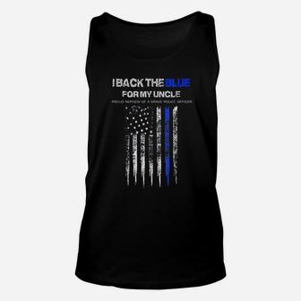 I Back The Blue For My Uncle Thin Blue Line Police Nephew Unisex Tank Top - Seseable