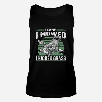 I Came I Mowed I Kicked Grass Unisex Tank Top - Seseable