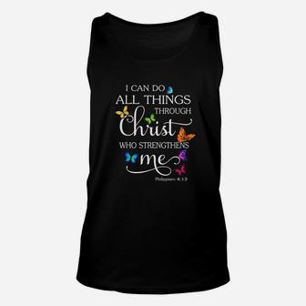 I Can Do All Things Through Christ Butterfly Art Unisex Tank Top - Seseable