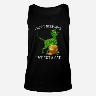 I Do Not Need Luck I Have Got A Peterbald Shamrock St Patricks Day Cat Lovers Unisex Tank Top - Seseable