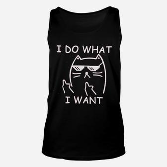 I Do What I Want Cat Women Funny Letter Print Cute Graphic Unisex Tank Top - Seseable