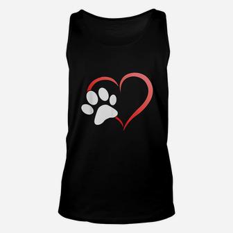 I Heart Love Dogs Cats Paw Print Gift Dog Cat Lovers Unisex Tank Top - Seseable