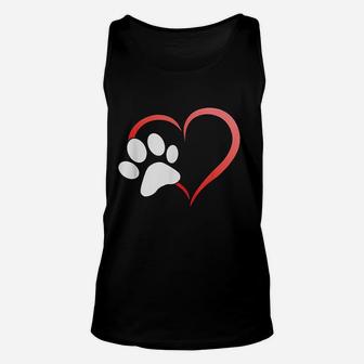I Heart Love Dogs Cats Paw Print Unisex Tank Top - Seseable
