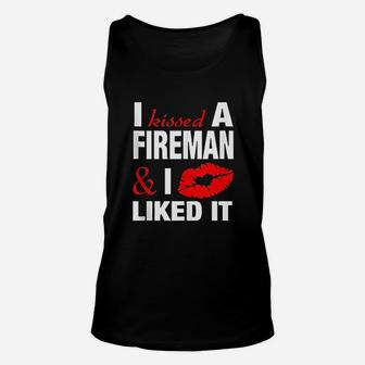 I Kissed A Fireman Funny Firefighters Girlfriend Wife Gift Unisex Tank Top - Seseable