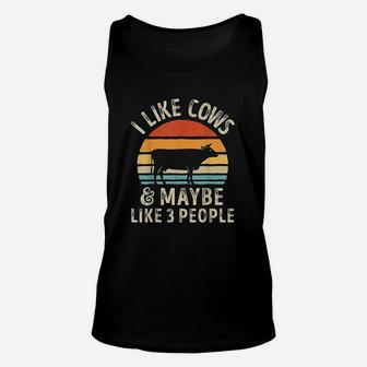 I Like Cows And Maybe Like 3 People Cow Farm Farmer Gifts Unisex Tank Top - Seseable