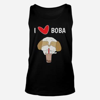 I Love Boba Funny Shih Tzu Dog Bubble Tea Cute Unisex Tank Top - Seseable