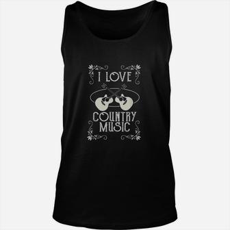 I Love Country Music Vintage Guitar Musician Unisex Tank Top | Seseable UK