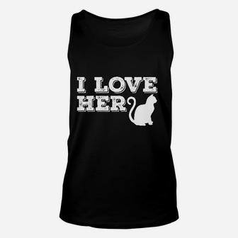 I Love Her Cat She Loves My Rooster Funny Couples Valentine Day Unisex Tank Top - Seseable