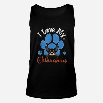 I Love My Chihuahua Dog Lover Paw Print Unisex Tank Top - Seseable