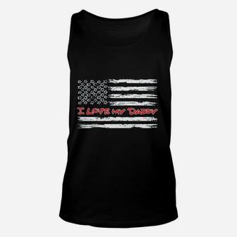 I Love My Daddy American Flag Unisex Tank Top - Seseable