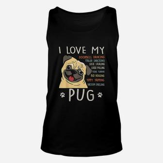 I Love My Pug Dog Mom Dad Unisex Tank Top - Seseable