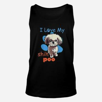 I Love My Shih Poo Best Dog Lover Paw Print Christmas Unisex Tank Top - Seseable