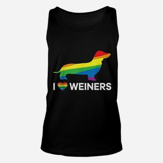 I Love Weiners Dachshund Lgbt Gay Lesbian Unisex Tank Top - Seseable