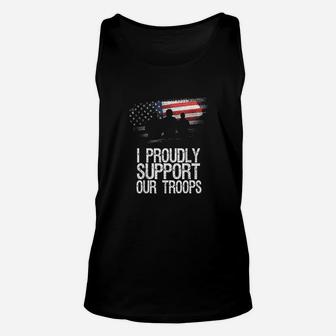 I Proudly Support Our Troops Veteran's Day Vintage Usa Flag Unisex Tank Top - Seseable
