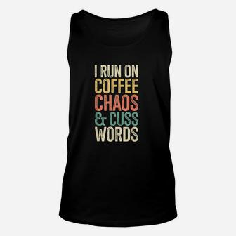 I Run On Coffee Chaos And Cuss Words Classic Retro Unisex Tank Top - Seseable