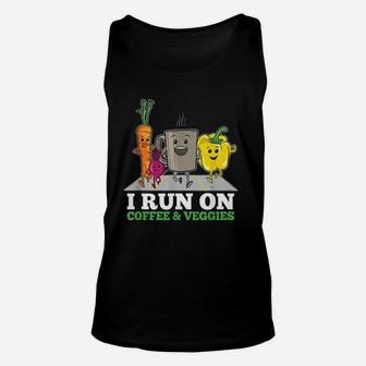 I Run On Coffee Veggies Vegan Runner Vegetarian Gift Vegan Unisex Tank Top - Seseable