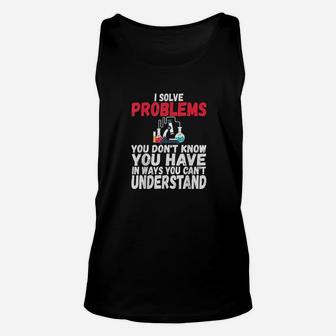 I Solve Problems Funny Medical Lab Tech Week Unisex Tank Top - Seseable