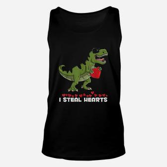 I Steal Hearts T Rex Valentines Day Funny Boys Girls Kids Unisex Tank Top - Seseable