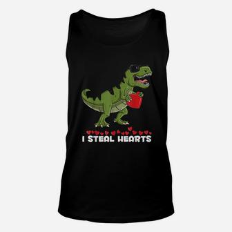 I Steal Hearts T Rex Valentines Day Funny Unisex Tank Top - Seseable