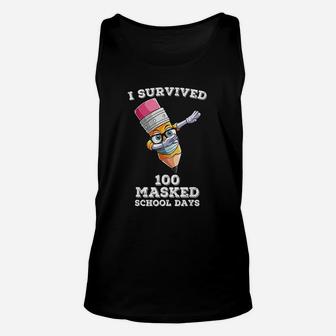 I Survived 100 School Days Dabbing Crayon Unisex Tank Top - Seseable