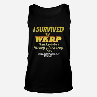 I Survived The Wkrp Thanksgiving Turkey Giveaway Unisex Tank Top - Seseable