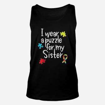 I Wear A Puzzle For My Sister, sister presents Unisex Tank Top - Seseable