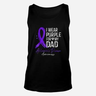 I Wear Purple For My Dad Alzheimers Disease Awareness Unisex Tank Top - Seseable