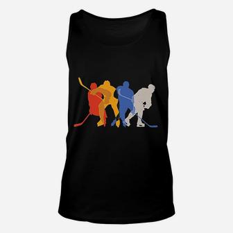 Ice Hockey Design Featuring Hockey Players Silhouettes Unisex Tank Top - Seseable