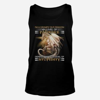 Im A Grumpy Old Dragon My Level Of Patience Depends On Your Level Of Stupidity Unisex Tank Top - Seseable