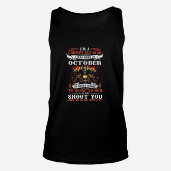 Im A Grumpy Old Man I Was Born In October Im Old Biker Unisex Tank Top - Seseable