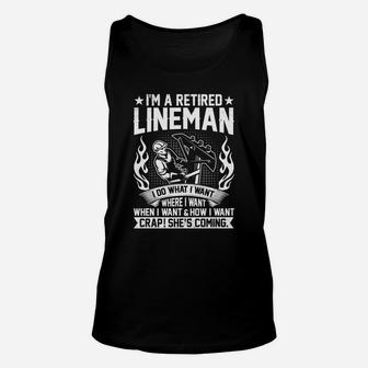 Im A Retired Lineman Fathers Day Retirement Unisex Tank Top - Seseable