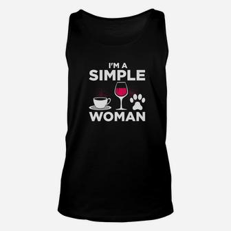 Im A Simple Woman Coffee Wine Dogs Unisex Tank Top - Seseable