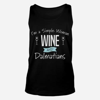 Im A Simple Woman Wine And Dalmatians Funny Dog Unisex Tank Top - Seseable