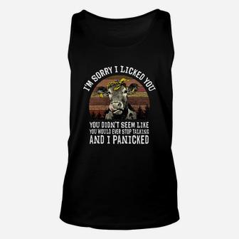 I’m Sorry I Licked You Didn’t Seem Like You Would Ever Stop Cow Vintage Unisex Tank Top - Seseable